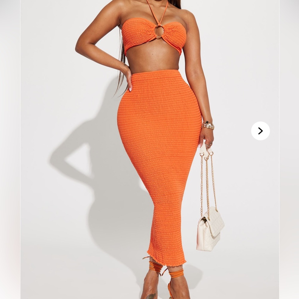 Fashion Nova Vibrant Orange Skirt Set
